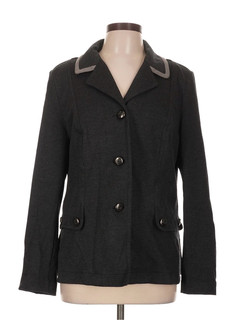 CAbi Charcoal Gray Women's Button-Front Blazer Jacket
